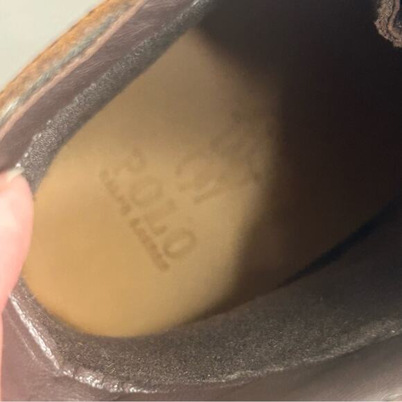 Ralph Lauren Polo Genuine Leather Boots Men 11.5 Brown Hiking Lace Up Buckle NWT - Picture 5 of 6